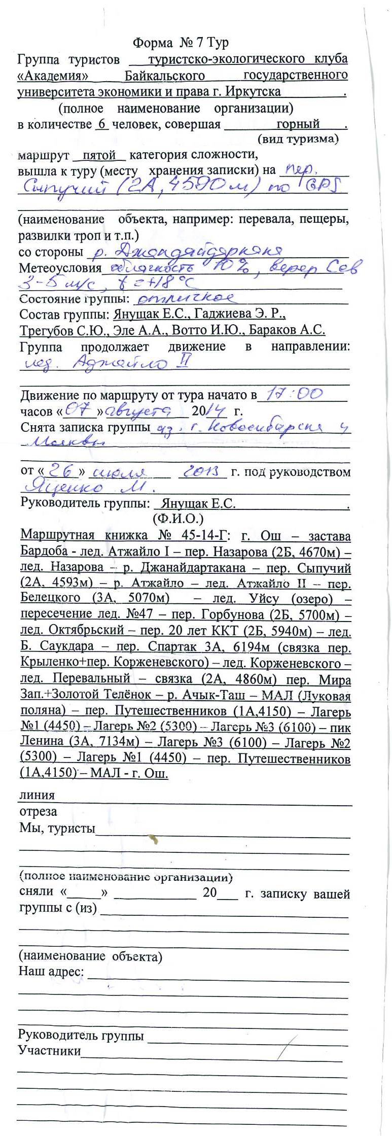 Отчет о горном спортивном походе 4 к.с. по С.Памиру