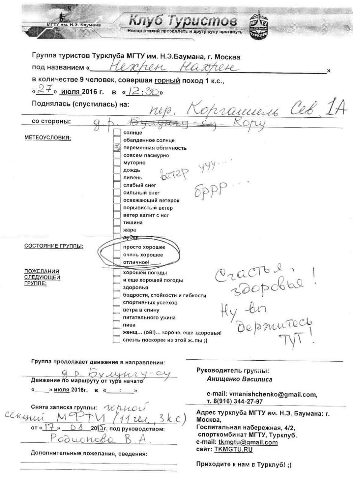 Отчёт о прохождении маршрута 2 к.с. по Ц. Кавказу
