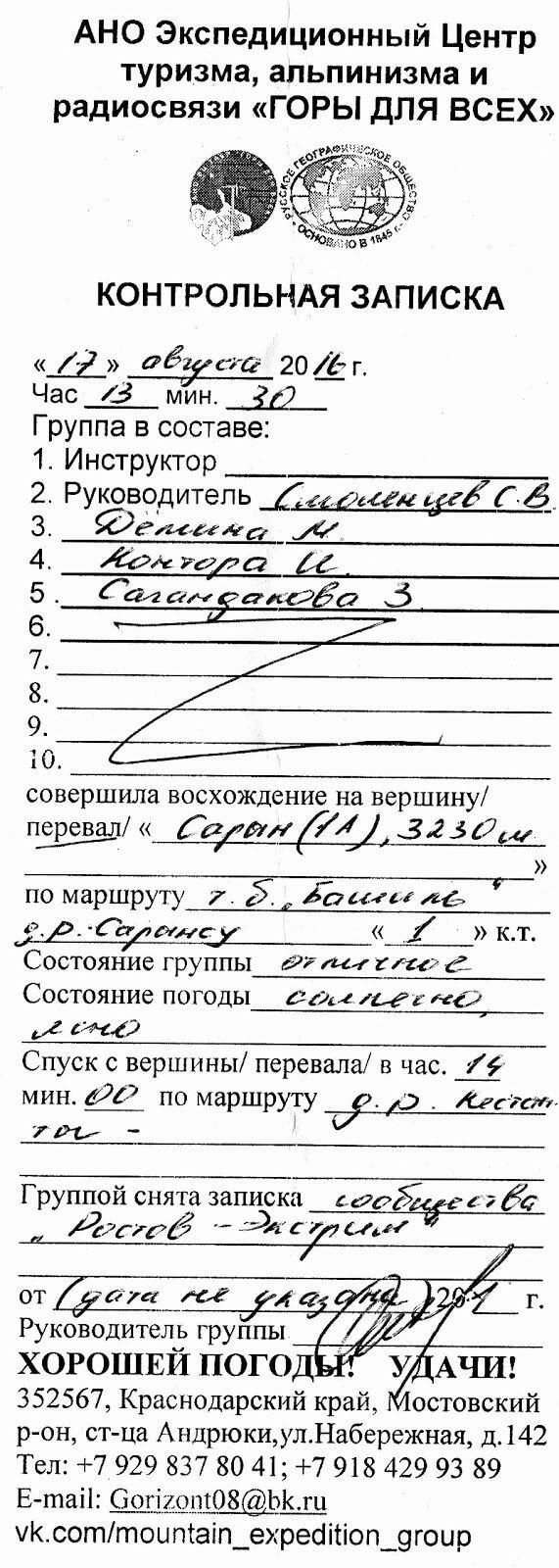 Отчёт о прохождении маршрута 2 к.с. по Ц. Кавказу