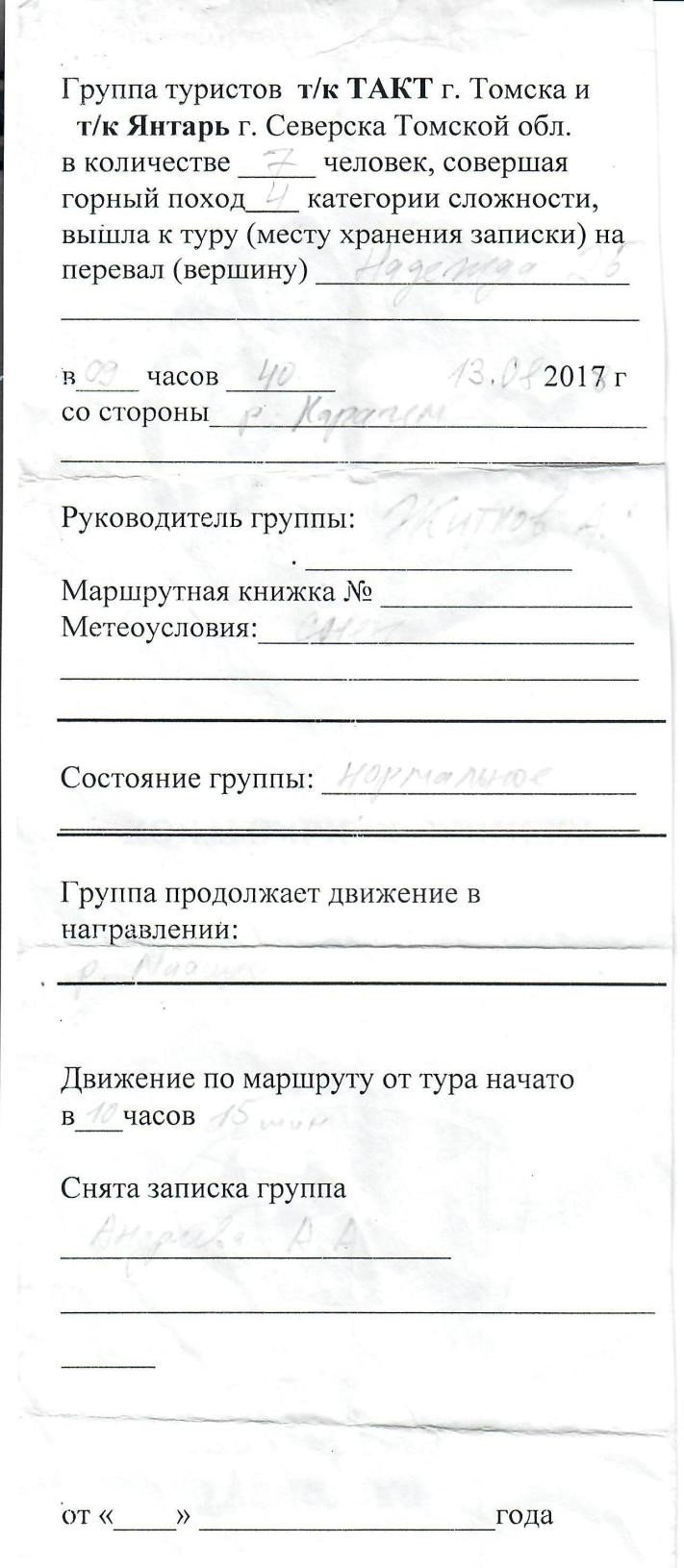  Отчет o горном походе 5 к.с., совершенном в районе Чуйских Белков