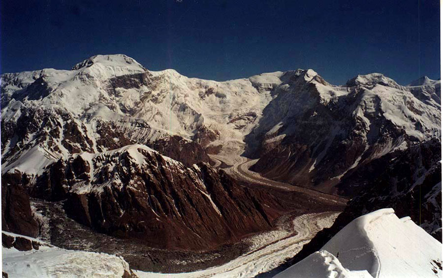 Pobeda Peak and peak of Military Topographers from other abroad side